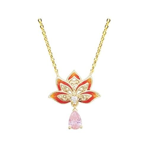 Real 925 Sterling Silver Handmade Fine Jewelry Lotus Flower Whale Pendant With Necklace Women Gift