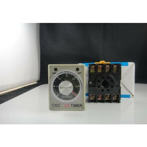 DC12V DC24V AC110V AC220V AH3-3 30s 60s 3min Power On Delay Timer Time Relay With Base