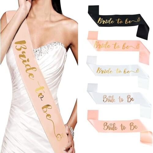 Rose Gold Bride To Be Letter Satin Ribbon Sash Bridal Shower Shoulder Strap For Bachelor Hen Night Party Wedding Decorations