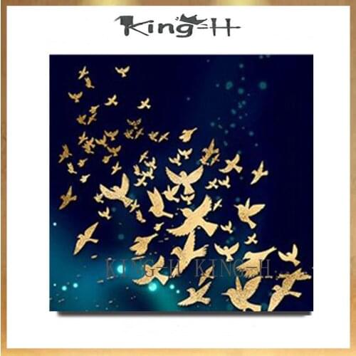 Hand-painted oil painting abstract small animals with golden yellow painted many modern color to decorate children room hall