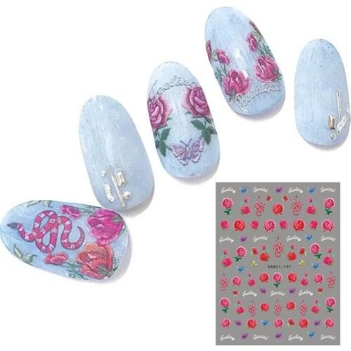 HANYI series HANYI-191 rose DESIGNS COOL 3d nail art stickers decal template diy nail tool decorations