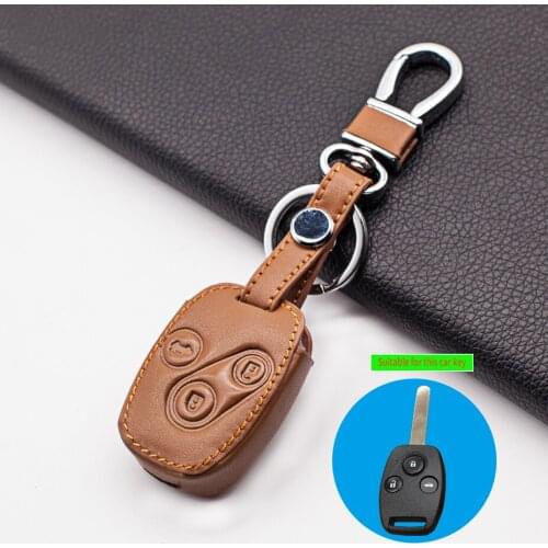 High quality carrying leather key chain ring cover case holder For Honda CR-V Fit Pilot Honda Accord Civic 3 button car styling
