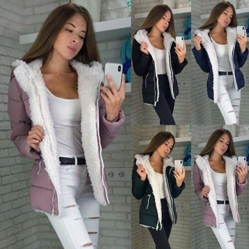 Kalenmos Four-color Plus Velvet Woman Parkas Cardigan Hooded Solid Color Jacket Plus Size Plush Streetwear Winter Coat Women