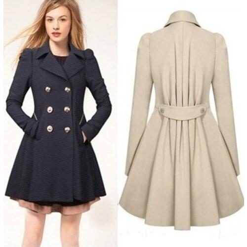 2021 Spring and Autumn Womens Clothing European American Slim Mid-Length Top Commuter Woman Jacket Coat Plus Size Windbreaker