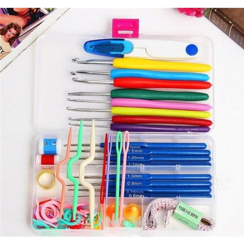 10/16Pcs Crochet Hooks Set Stitches Knitting Needles Craft Crochet Set with Case Weave Needlework DIY Sewing Accessories