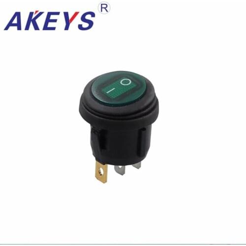 10 PCS KCD1-202FS-N 3 pins two Position Waterproof and dustproof Rocker Switch with Green light