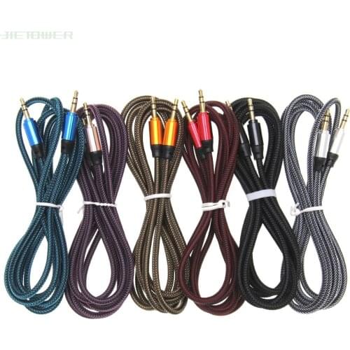1.8m Jack Aux Cable 3.5 Mm To 3.5mm Audio Cable Male To Male Kabel Gold Plug Car Aux Cord for Iphone Samsung Xiaomi 50pcs/lot