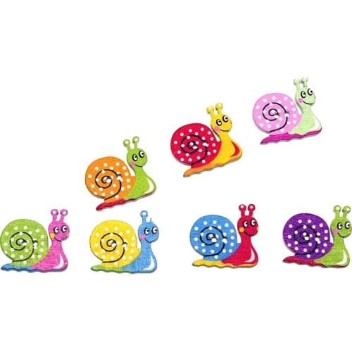 SHINE 30PCs Wooden Sewing Buttons Scrapbooking Snail shape 2 Holes 23X21mm Costura Botones Decorate W2012