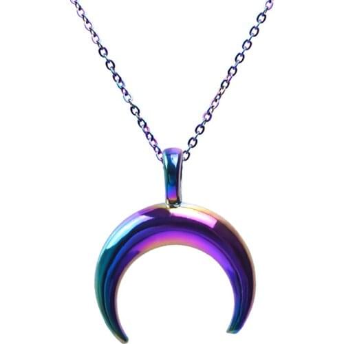 One Piece Rainbow Moon Men Womens Neck Chain Necklace For Girl Choker Punk Accessories Pendant Necklaces Luna Jewelry Gift