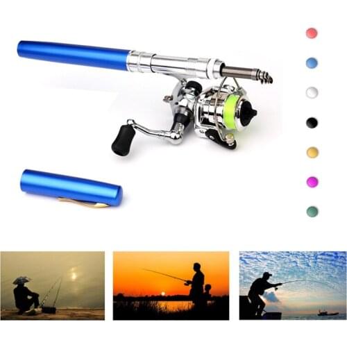 1M 1.4M Portable Mini Pocket Pen Shape Fishing Rod Aluminum Alloy Bait casting Rods Pole + Fishing Reel Set Combos Pesca