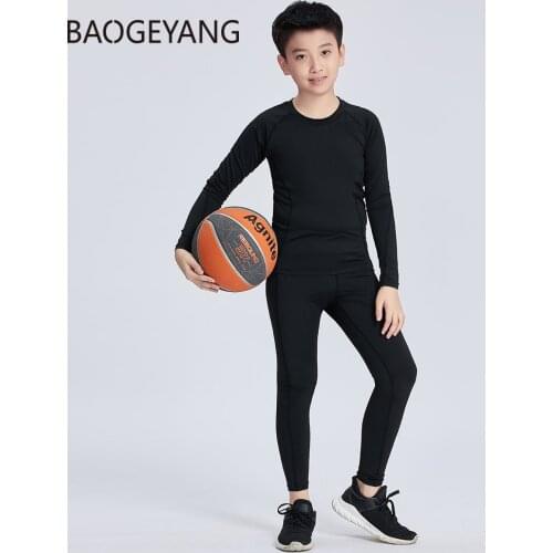 Autumn Childrens Sports Suit Sportswear Gym Clothing Workout Compression Running Suit Top + Pants Basketball Quick Dry Legging