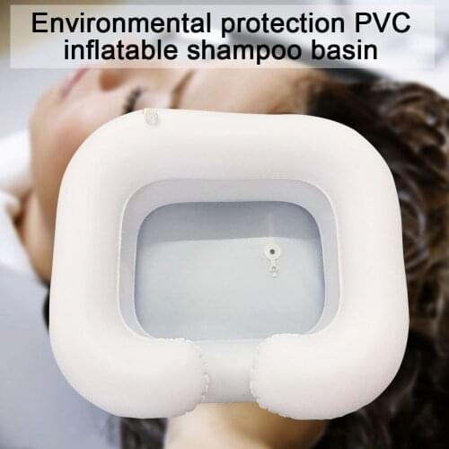 Elderly Care Conditioner Inflatable Handicapped Hair Washing Basin Shampoo Tray Assistive Aid PVC Portable With Drain Tube