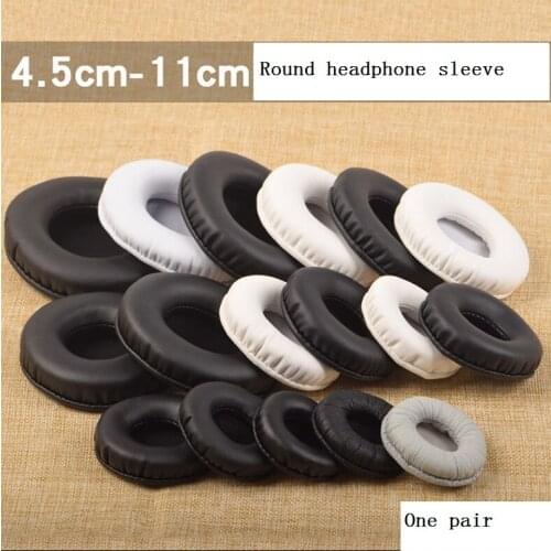 Round earphone sleeve 45-110mm sponge sleeve 55 65 70 75 80 90 100mm leather earpads earmuffs cotton pair