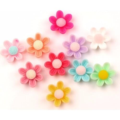 LF 50Pcs Resin Flower 15mm Decoration Crafts Flatback Cabochon Embellishments For Scrapbooking Kawaii Cute Diy Accessories