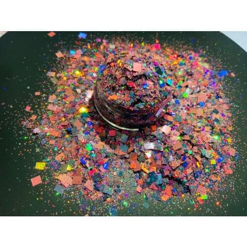 50g in 1 Bag square shape glitter for nail art chunky mix 1mm 2mm 3mm glitter Custom Blend Gold Chunky Mix - Polyester Glitter