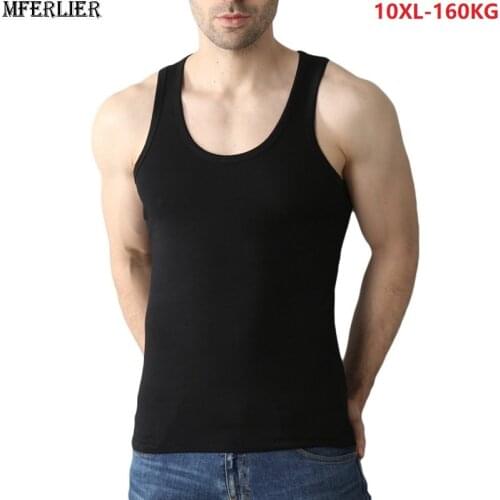 Summer large size big tank tops men tees plus 8XL 9XL 10XL cotton soft loose Comfortable Home Modal tank tops elasticity blue 58