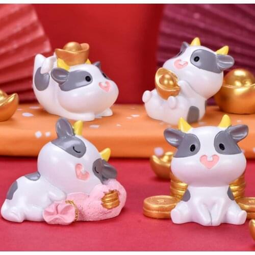 Micro Landscape Desktop Small Ornaments Fortune Cows Model Toy Car Decor Gift