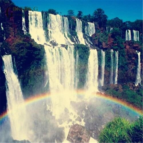 Waterfall rainbow 5d diy diamond painting full square diamond embroidery Cross stitch pictures of rhinestones Wedding decoration