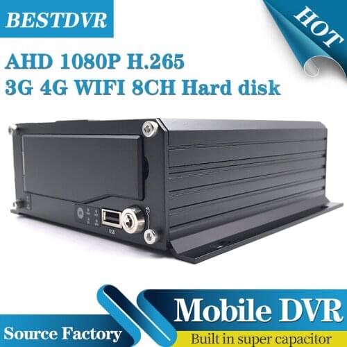 Customizable ahd 8CH 1080p hard disk mdvr built-in G-sensor 3G / 4G global communication support WiFi mapping