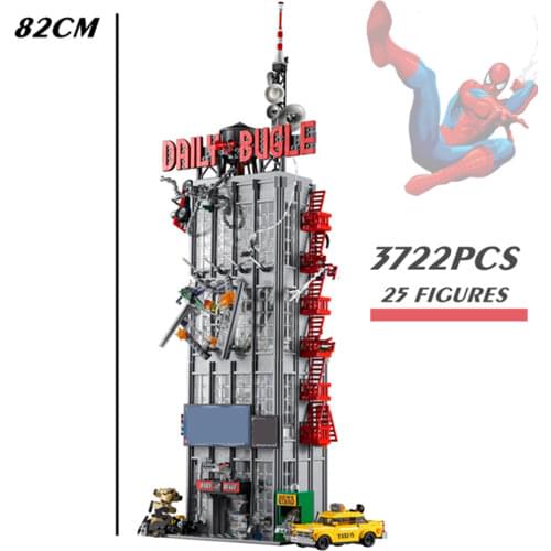 New 3700PCS 25 DOLLS Marvel Avengers Spiderman Daily Bugle News Tower Heroes Model Building Blocks Bricks Kid Toy Gift