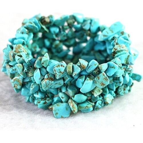 Newly black vein calaite turquois stone 9x11mm Irregular gravel beads diy Bracelet for women elegant bangle jewelry 7.5inch B523