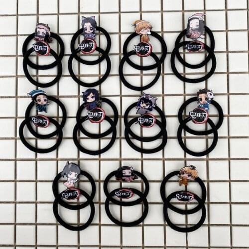 10pcs/lot Anime Demon Slayer: Kimetsu no Yaiba Hair band toy Kamado Tanjirou Nezuko Agatsuma Zenitsu Kochou Hair hoop toy gift