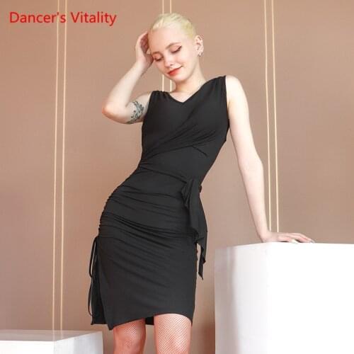 Latin dance dress female adult high-end sleeveless tie dance skirt professional competition dance wear practice clothes