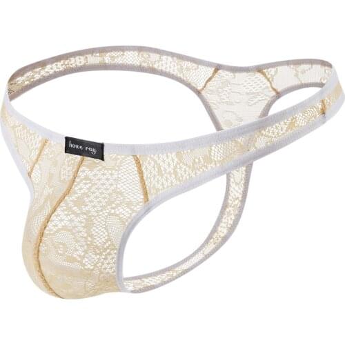 See Through Briefs Erotic Men Sexy Lace Porno Thongs Underpants Low-Waisted Lingerie Underwear Sissy Charm Comfort Knickers A50