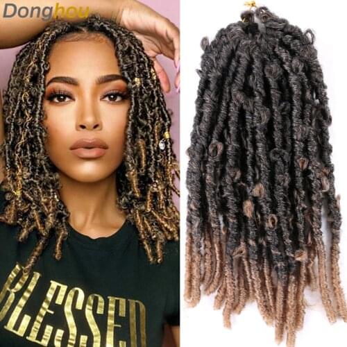 Donghou Ombre Butterfly Locs Correct Hair Factory Cheap Distressed Butterfly Crochet Braiding Hair Passion Twist For Black Women