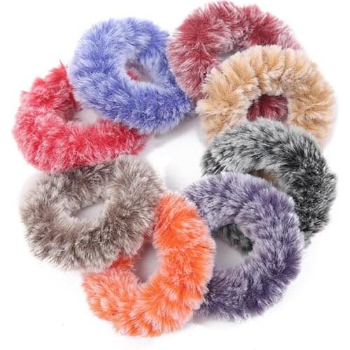 NEW Winter Faux Fur Rabbit Hair Scrunchie Soft Elastic Hair Bands Women Cute Ponytail Holder Fashion Hair Accessories