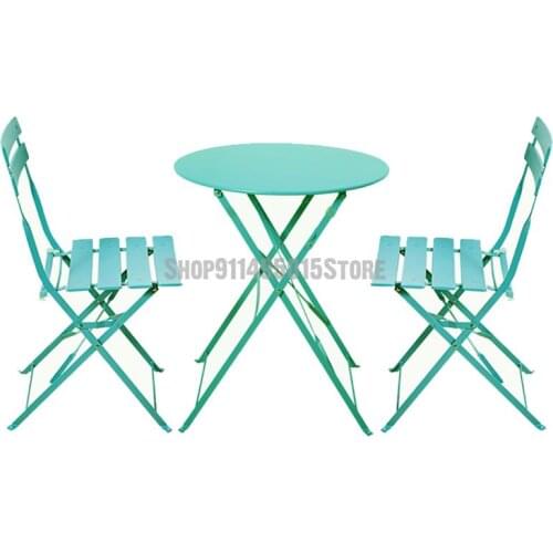 Nordic Style Outdoor Balcony Table And Chair Three Piece Leisure Folding Outdoor Courtyard Furniture Antirust And Sunscreen Tech