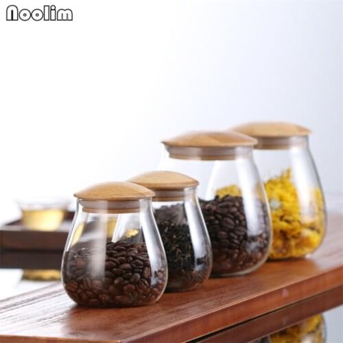 Mushroom Shape Glass Storage Bottle Miscellaneous Grains Sealed Can Kitchen Food Container Tea Leaf Coffee Beans Storage Jar