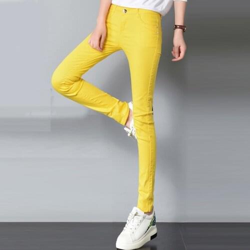 Spring sexy low rise waist denim trousers women Pure color cute Stretch Jeans female street wear washed denim skinny pencil pant