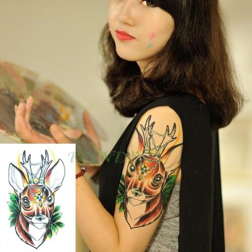 Waterproof Temporary Tattoo Sticker sheep head leaf fake tatto flash tatoo tatouage Stickers leg arm foot for girl women men