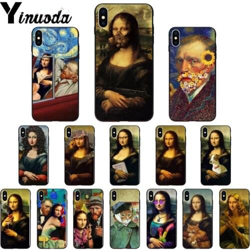 Yinuoda Funny Leonardo da Van Gogh Vinci Mona Lisa painting High Quality Phone Case for iPhone 8 7 6 6S Plus X XS MAX 5 5S SE XR