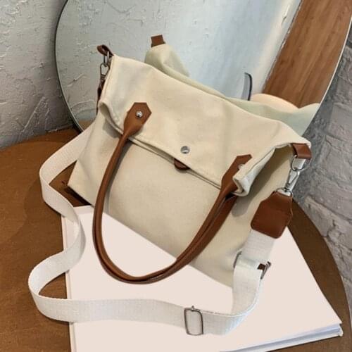 Womens Handbag Ins canvas bag Leisure Bag large capacity Harajuku Big Bag Vintage Shoulder Bag Simple Wild Handbag