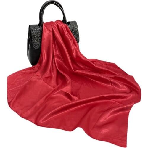 90x90cm Pure Color Silk Scarf Women 2021 New Satin Turban Simulation Silk Satin Printing Large Square Scarf Shawl Spot Wholesale