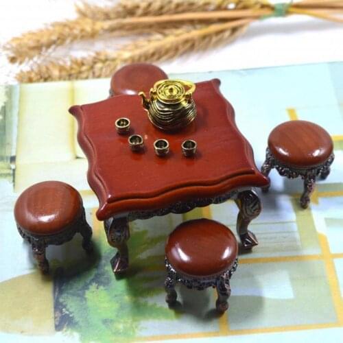 1/12 Dollhouse Mini Furniture Bench Dining Table Model Toy Miniature Landscape