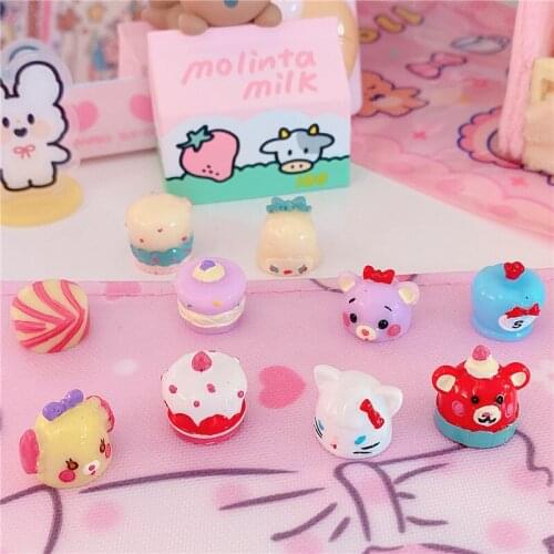 1pc kawaii Cartoon imitation food burger cake Resin Flat backs Cabochon Mini food Art Supply Doll house toy Decoration