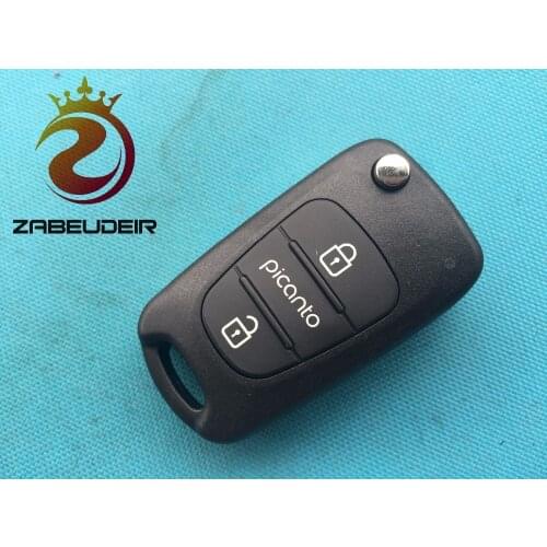 1Pcs Of New Replacement Flip Key Shell For Kia PICANTO 2 Button FOB Remote Case Blank With Uncut Blade No Logo Car Auto Part
