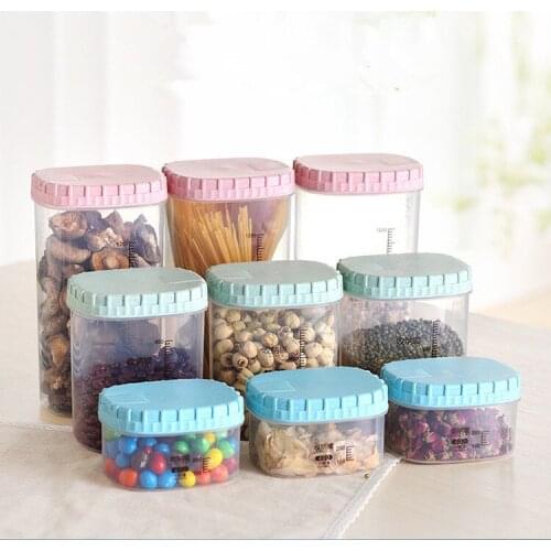 1PC Wheat Straw Square Tank Kitchen Transparent Snack Seal Can Container Grain Food Jar Storage Box OK 0432