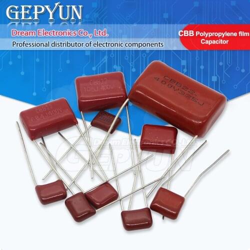 10PCS CBB polypropylene film capacitor 63V 100V 250V 400V 450V 630V 2000V 101 103 104 105 125J 221 222 223 224 225 332 333 33