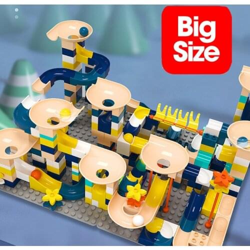 258pcs Big Blocks Marble Race Run Maze Ball Track Building Blocks Plastic Funnel Slide Blocks Assemble Bricks for Kids Toys