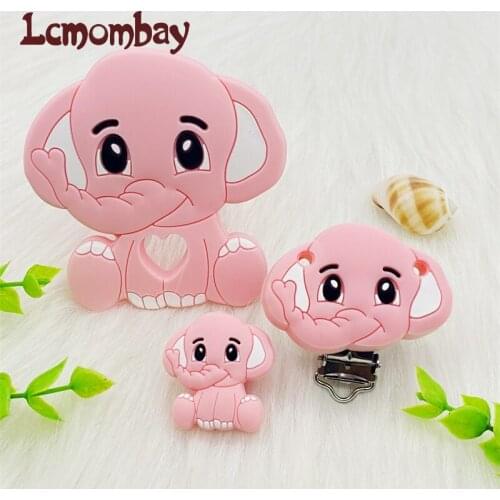 3pcs/lot Animal silicone Elephant beads teether and clips Bpa Free Baby Teether Pacifier Chain Accessories Teething Jewelry Toys