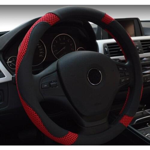 38cm Universal Ice Silk Leather Car Steering Wheel Cover for Ford New Mondeo Toyota Black White Red Brown