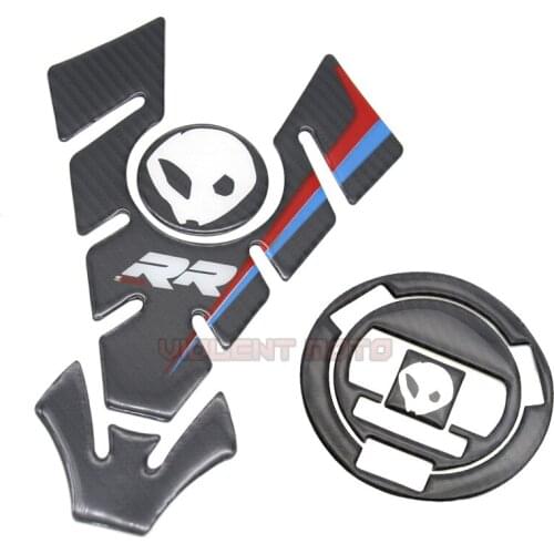 For BMW S1000RR S1000 RR HP4 S1000R Alien M-Power Logo 3D Carbon Look Tank Pad & Fuel Oil Tank Cap Cover Prorector Sticker Decal
