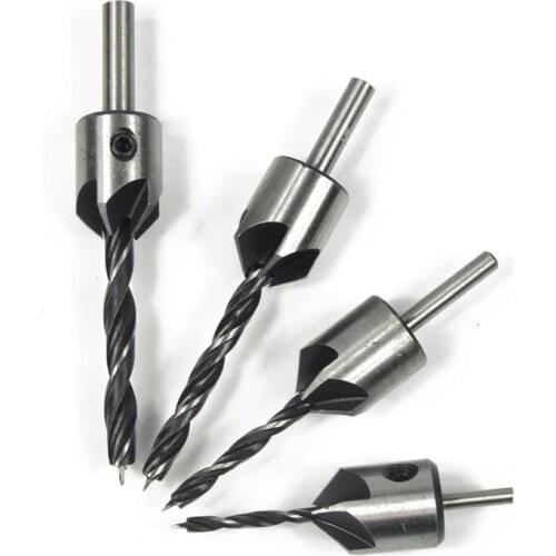 4pcs Hss 5 Flute Countersink Drill bit Three Sharp Reamer Carpentry Chamfer 3/4/5/6mm Sink Hole Reaming Woodworker Woodworking