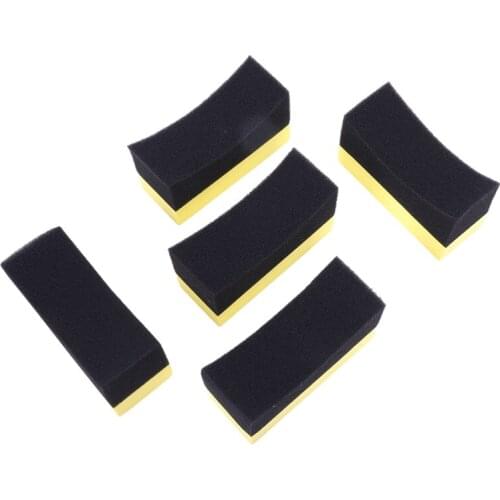 5x Professional Automotive Car Wheel Washer Tyre Tire Dressing Applicator Curved Foam Sponge Pad Black+yellow