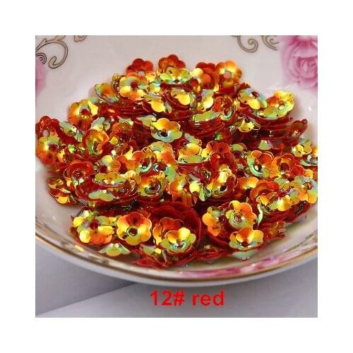 50g/lot PVC Sequins 8mm Flower Zapato Flor With 1 Center Hole Plum Blossom Cup Sequins Decoration Hologram Sequins Red Confetti