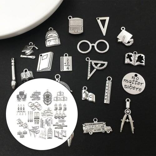 63 Pieces Antique Silver Small Charms Metal Pendants DIY for Necklace Bracelet Jewelry Making Crafting Accessory